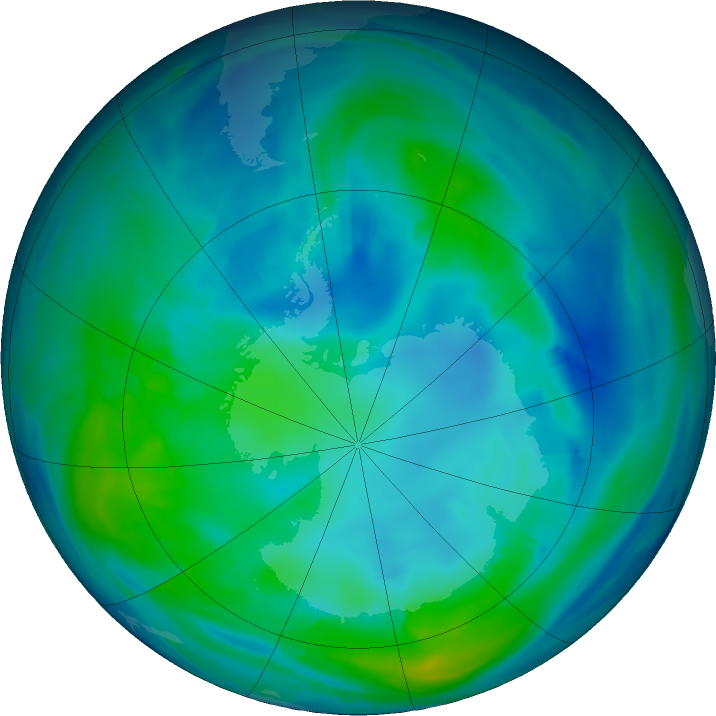 Antarctic ozone map for 06 May 2021